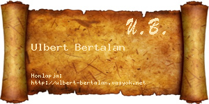 Ulbert Bertalan névjegykártya